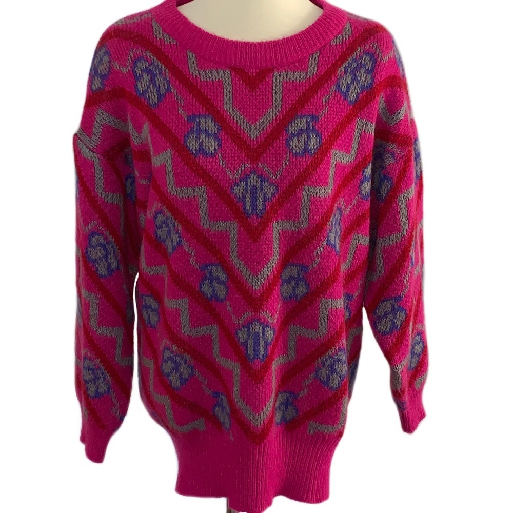 TOGETHER! Vintage Bright Pink Oversized Sweater - Picture 3 of 7